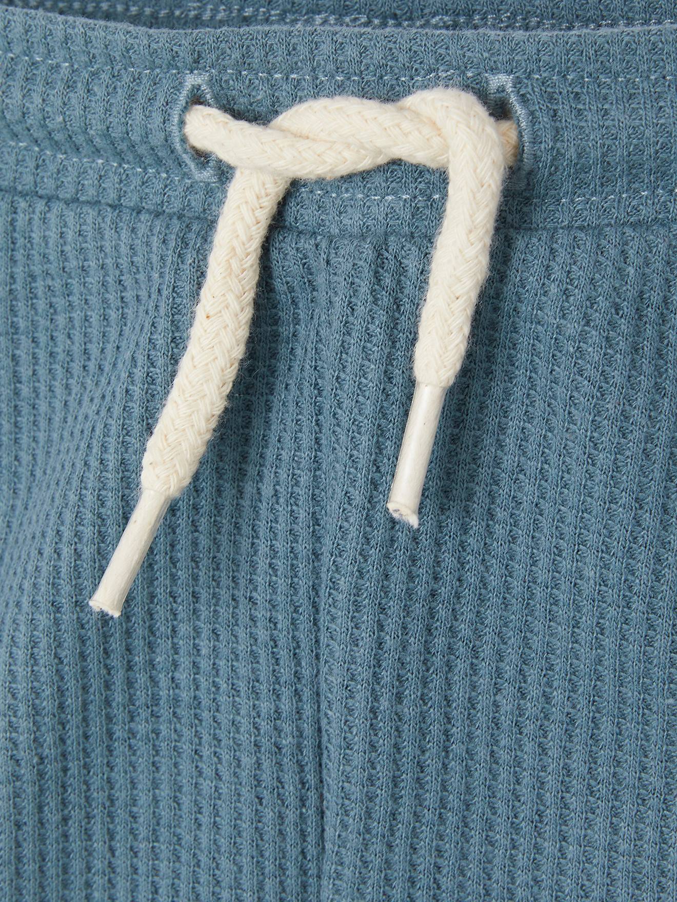 Vertbaudet Baby-Set: Kapuzenshirt & Shorts aus Waffelpikee - pfauenblau