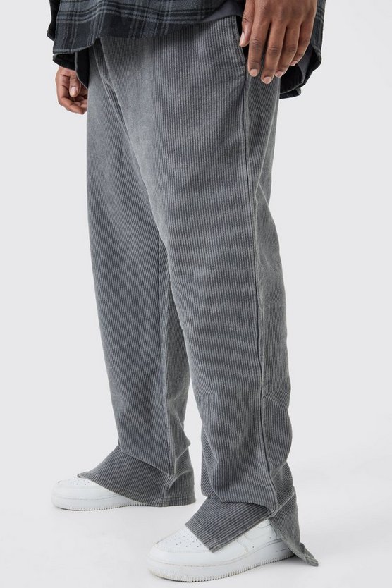 Plus Cord-Jogginghose mit geteiltem Saum