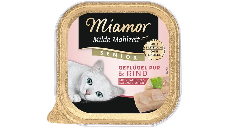 Miamor Katzennassfutter Milde Mahlzeit Senior Geflügel Pur & Rind 100 g