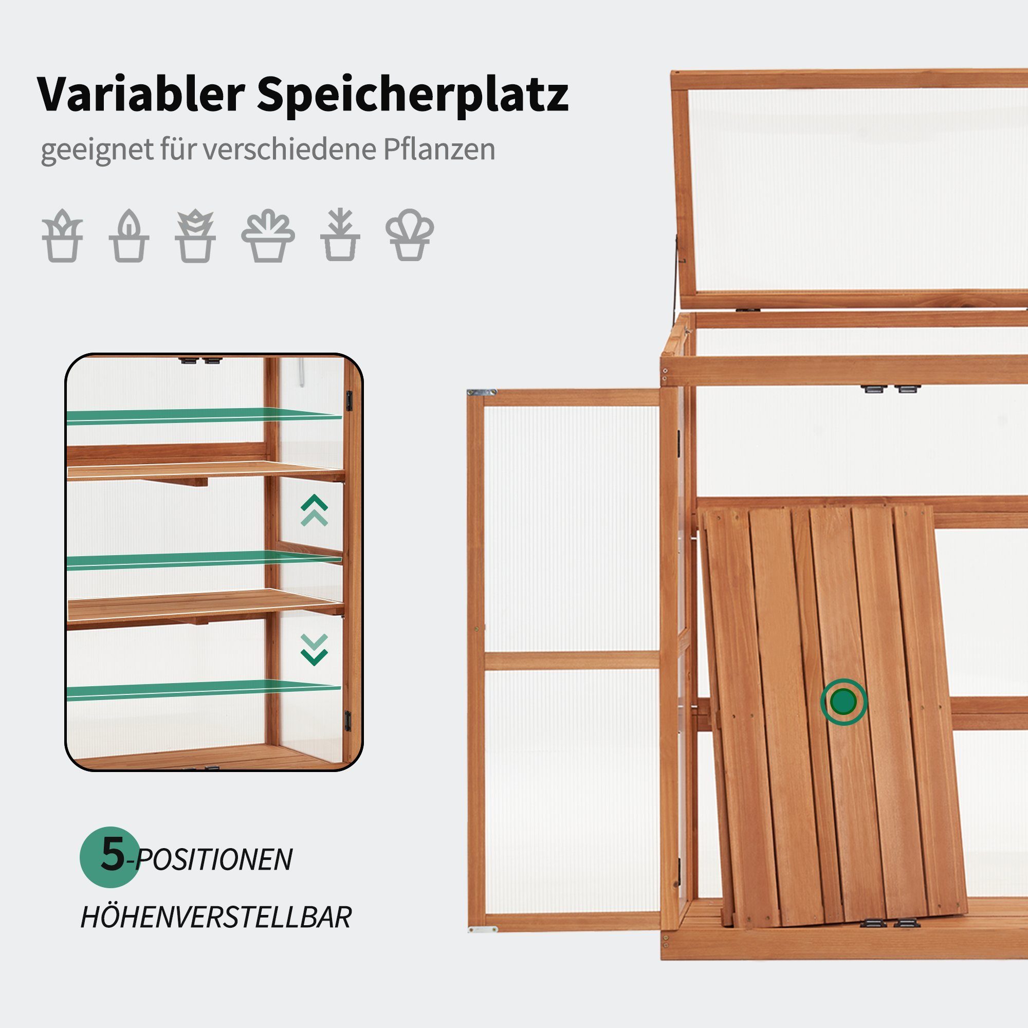 MCombo Anlehngewächshaus M MCombo Gewächshaus Frühbeet Treibhaus Greenhouse 0760, Jede Platte ist 15 kg belastbar. Wetterfest; Anti-Kipp-Stücke;