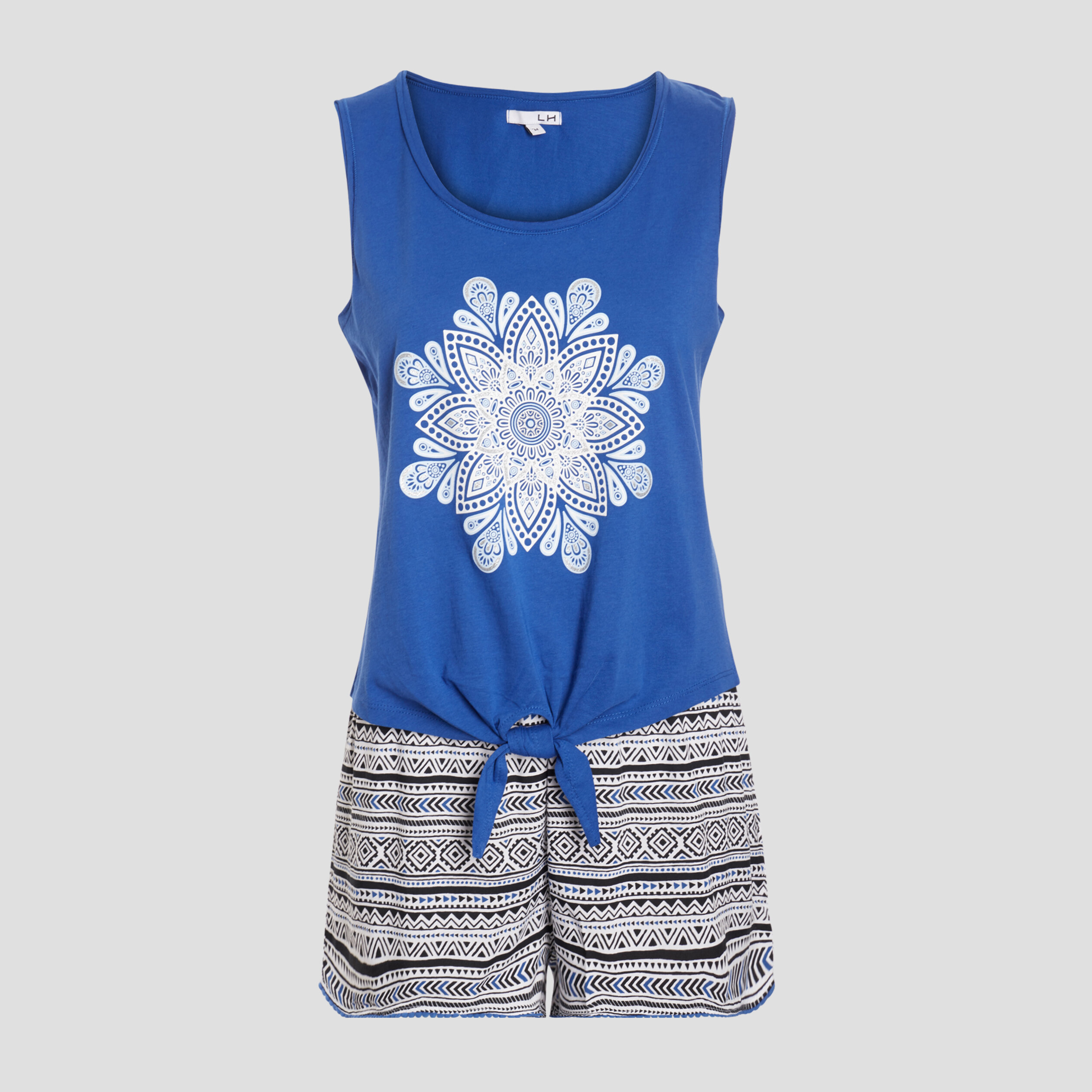 Ensemble pyjama 2 pièces bleu roi femme | La Halle