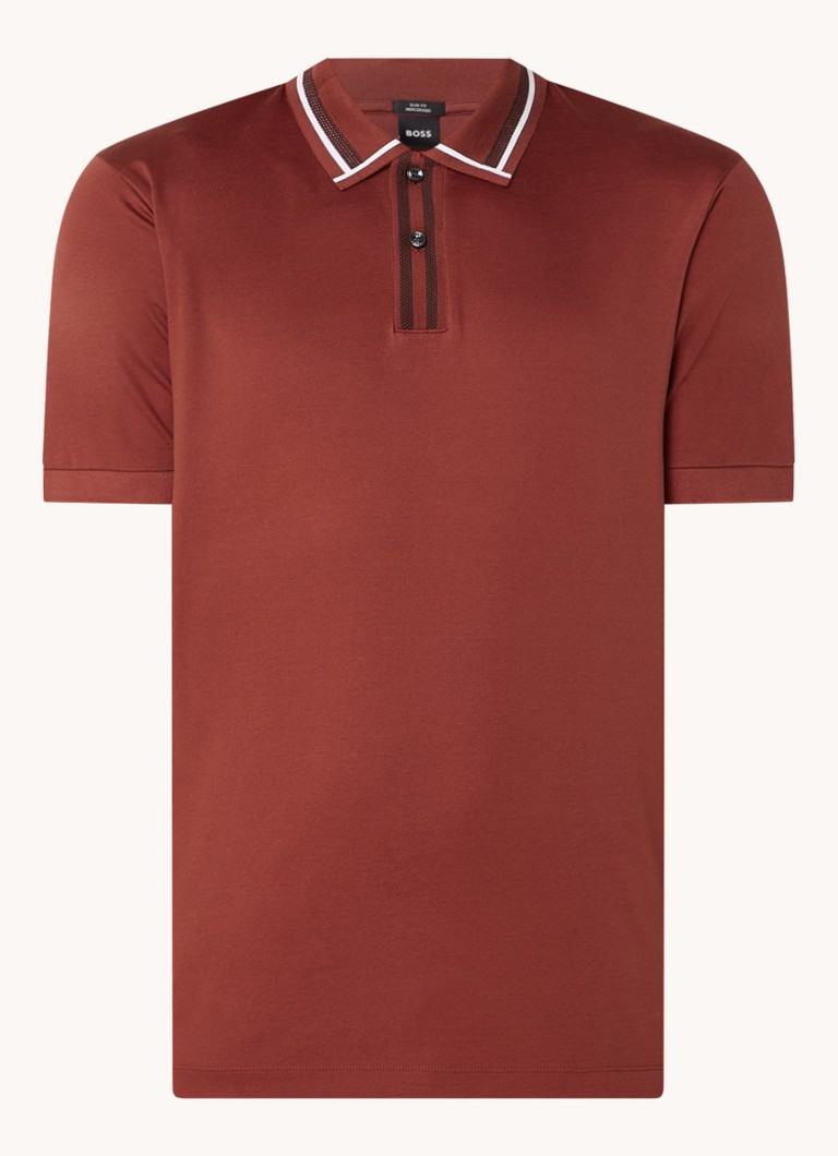 Tricou polo HUGO BOSS Phillipson, croială slim, manșete cu nervuri.