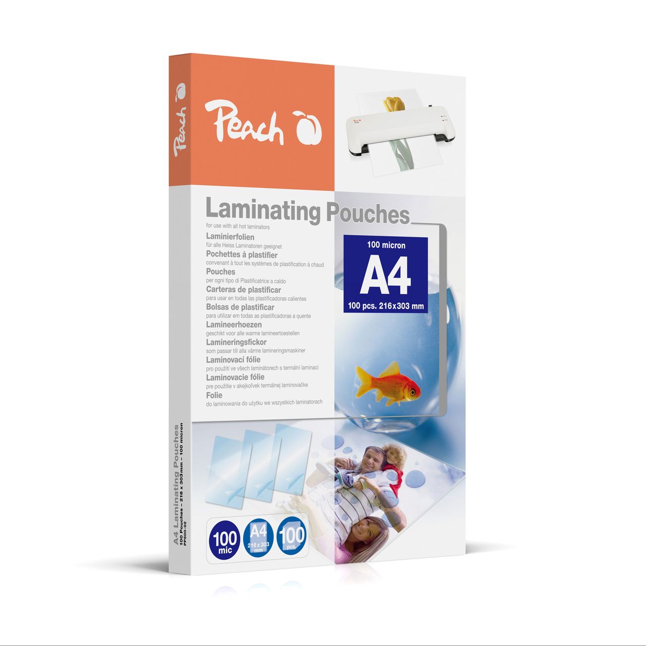 Peach Laminierfolien A4, 100 mic, glänzend, 100 Stk.