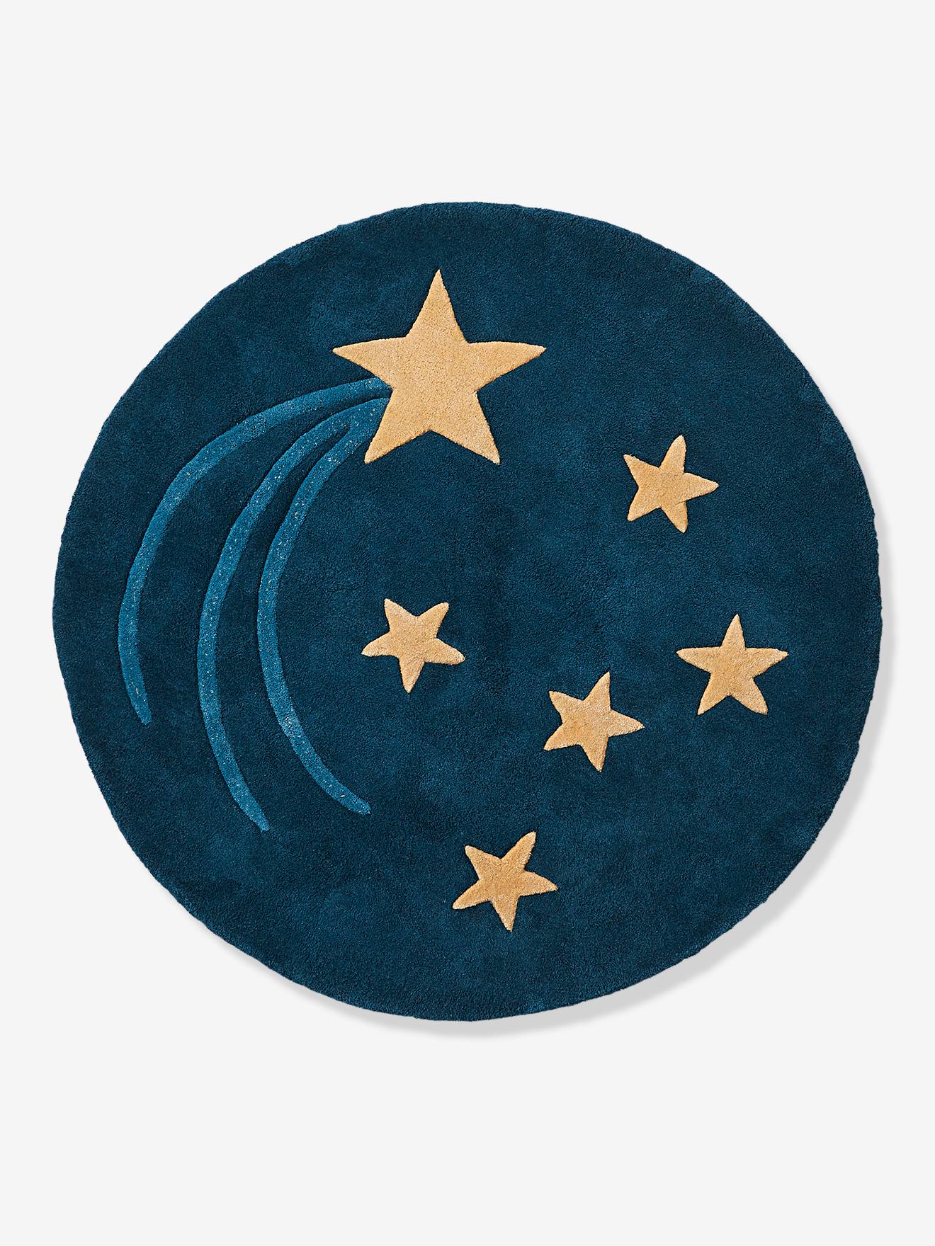 Tapis rond tufté Ciel étoilé bleu
