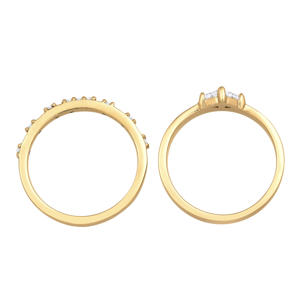 Elli Elli Bague Femmes Ensemble Solitaire Fiançailles avec Cristaux de Zirconium en Ar Bague