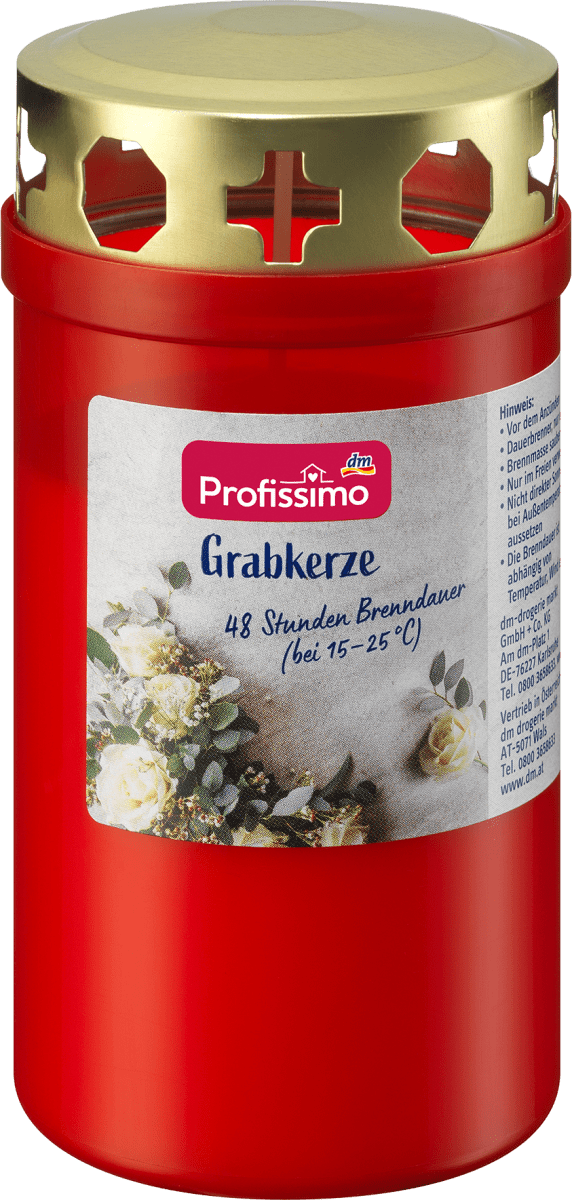 Grabkerze mit Deckel rot, 1 St