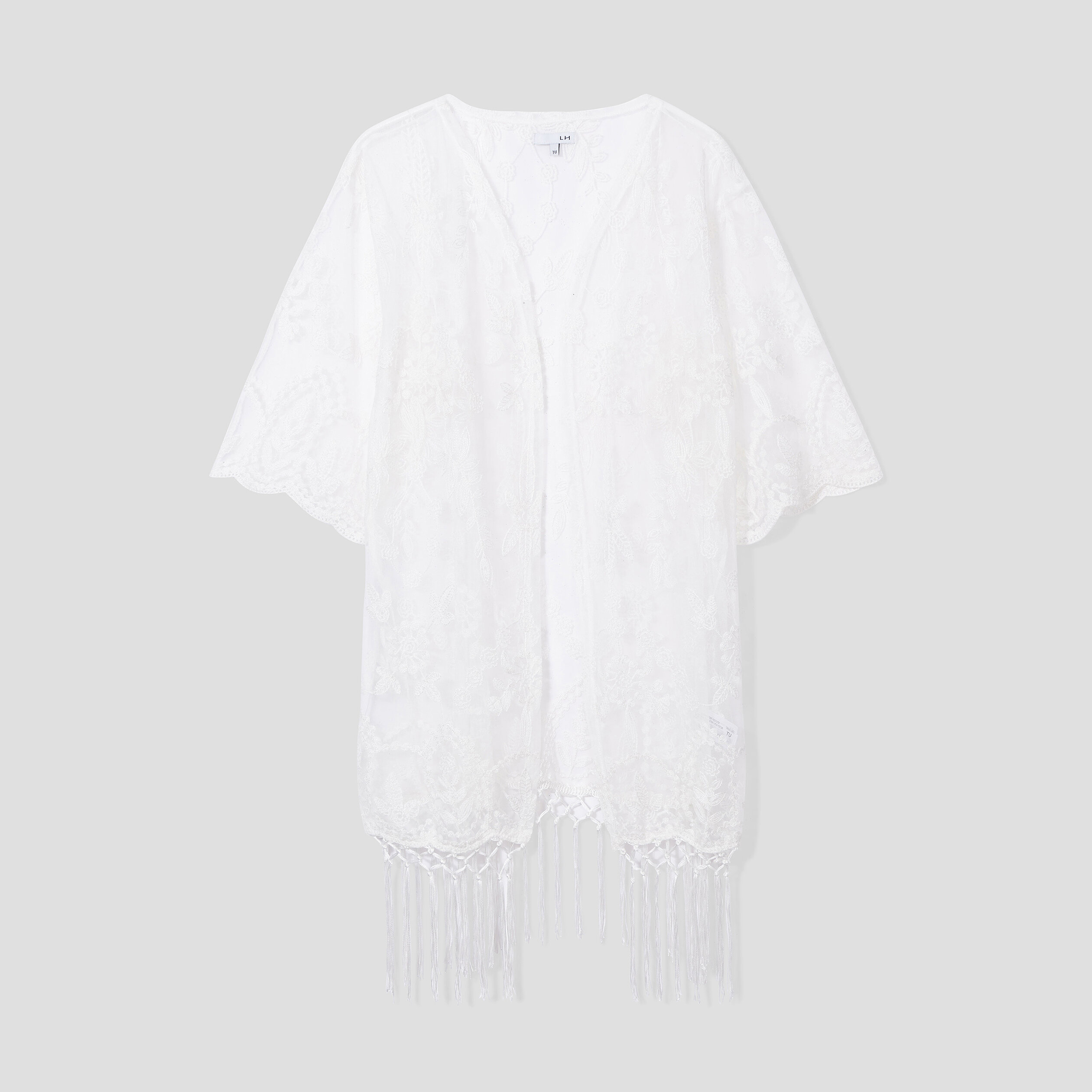 Robe de plage broderie et franges ivoire femme | La Halle