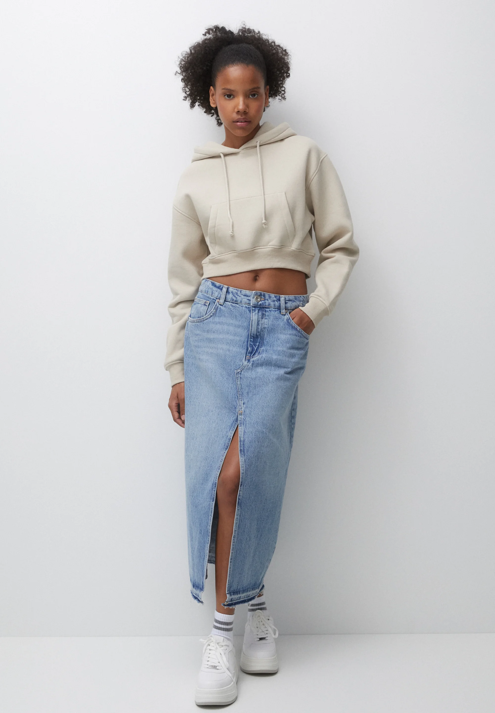 PULL&BEAR CROPPED - Sudadera con capucha