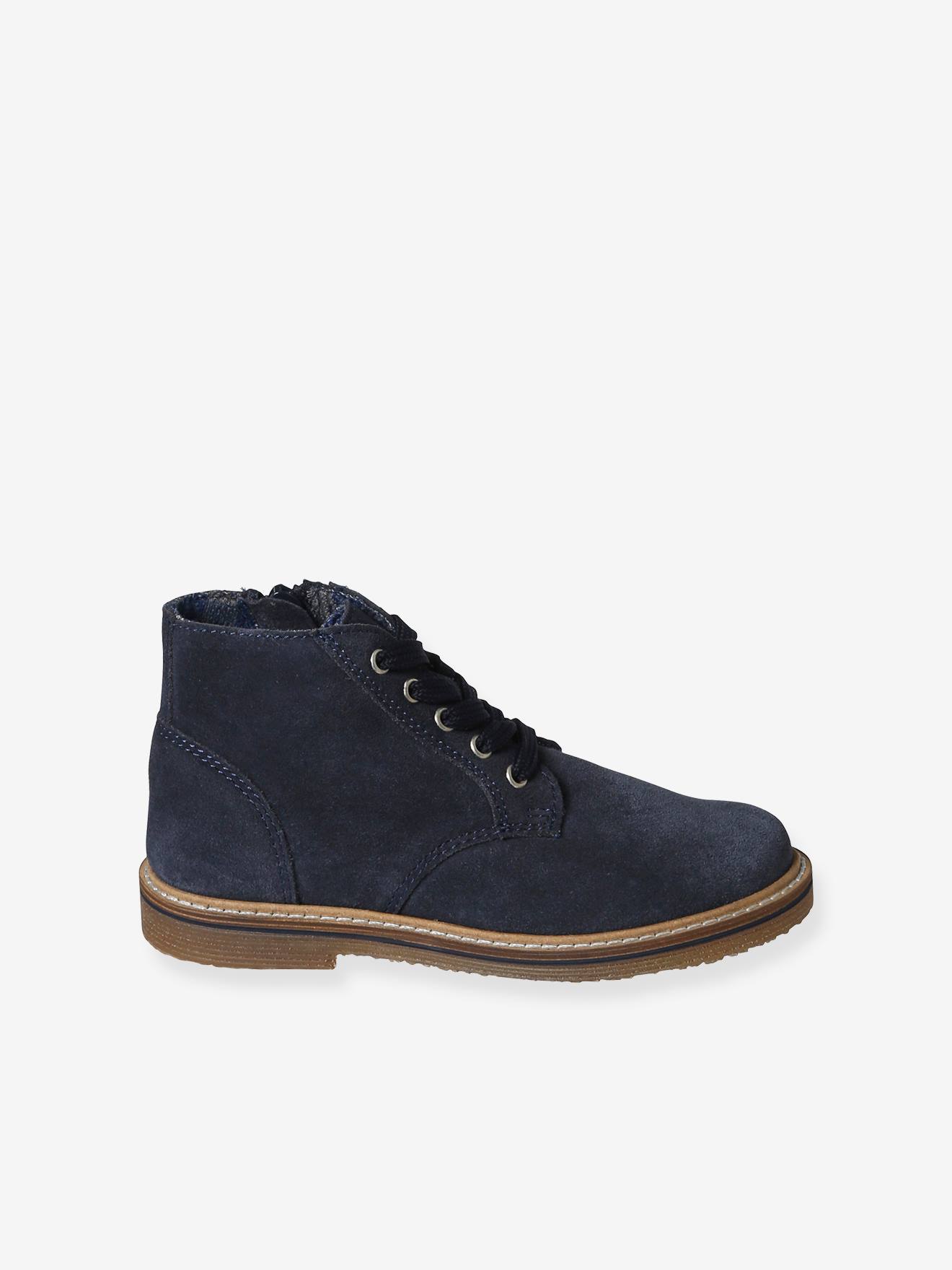 Boots lacées et zippées en cuir enfant collection maternelle marine