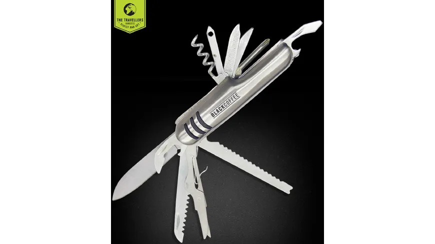 BLACK COFFEE Taschenmesser mit 11 Funktionen silber