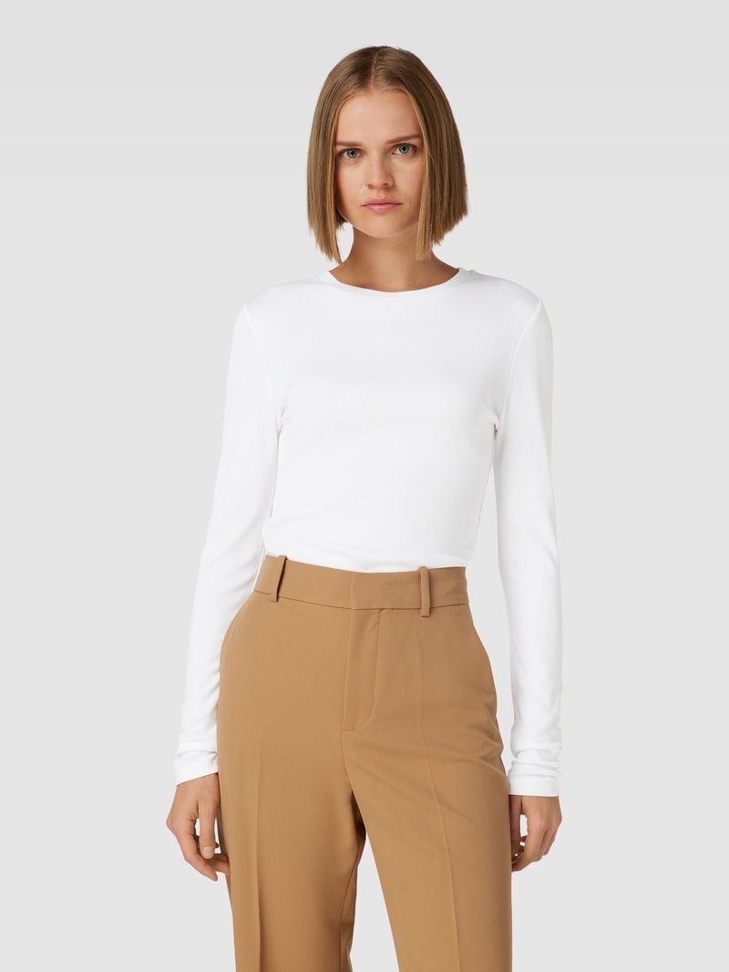 Longsleeve mit Feinripp Modell 'ROMA' in weiß