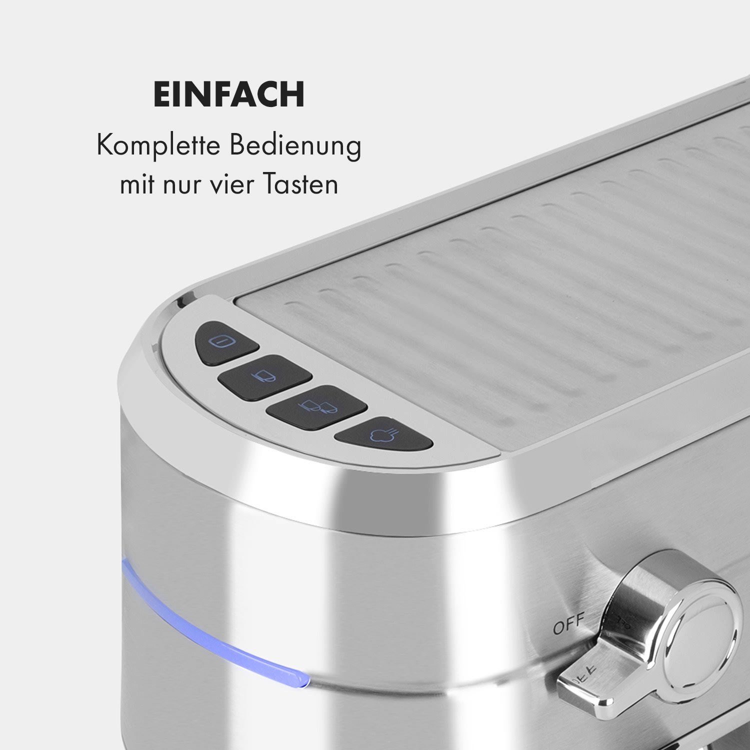 Klarstein Filterkaffeemaschine Futura Espressomaker, Für jede Tasse: Stoppfunktion für die richtige Menge