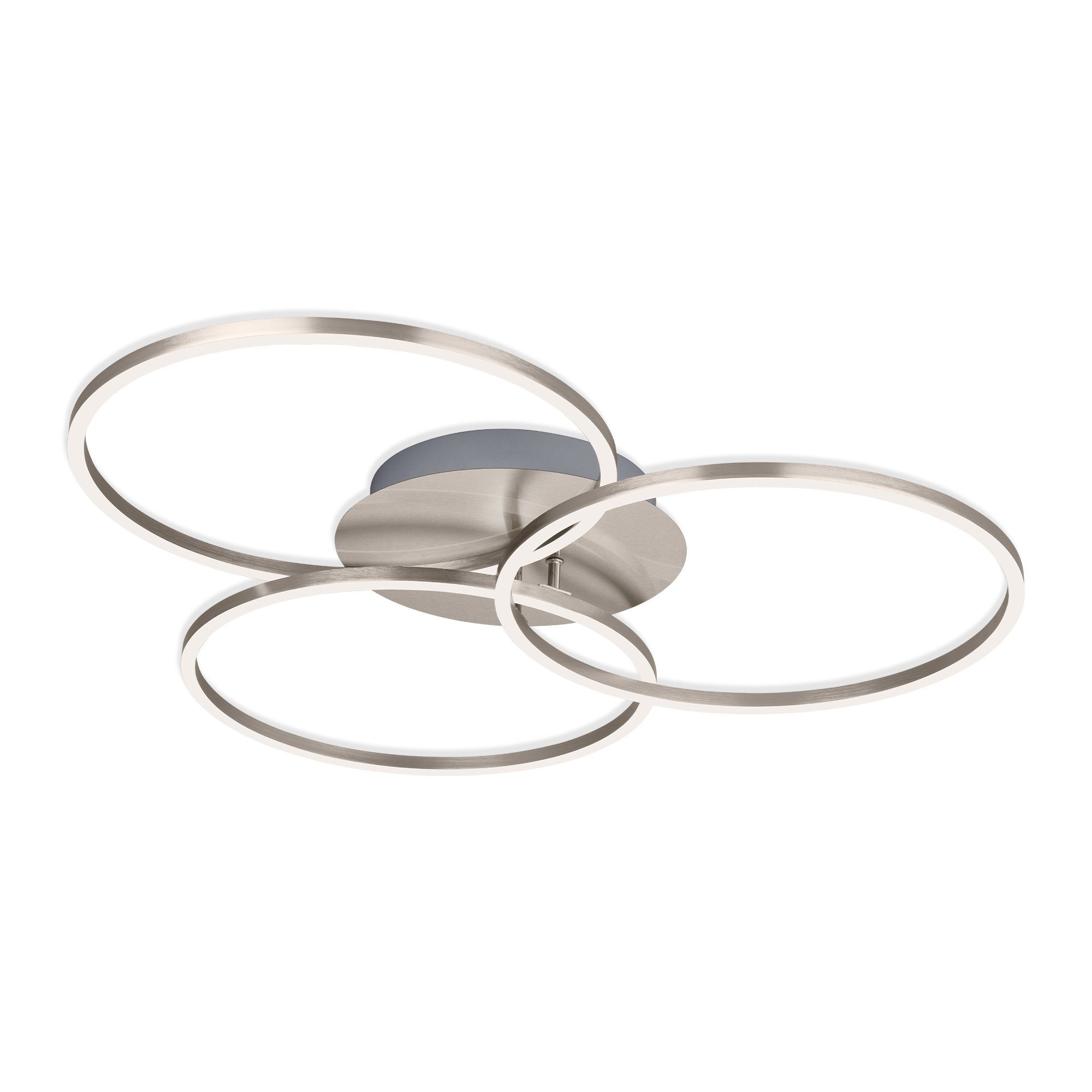 Briloner Leuchten LED Deckenleuchte 3090-012, dimmbar, schwenkbar, Speicherfunktion, LED fest verbaut, Warmweiß, Deckenlampe, 71,7x67,4x10,3cm, Matt-Nickel, 40W, Wohnzimmer, Flur