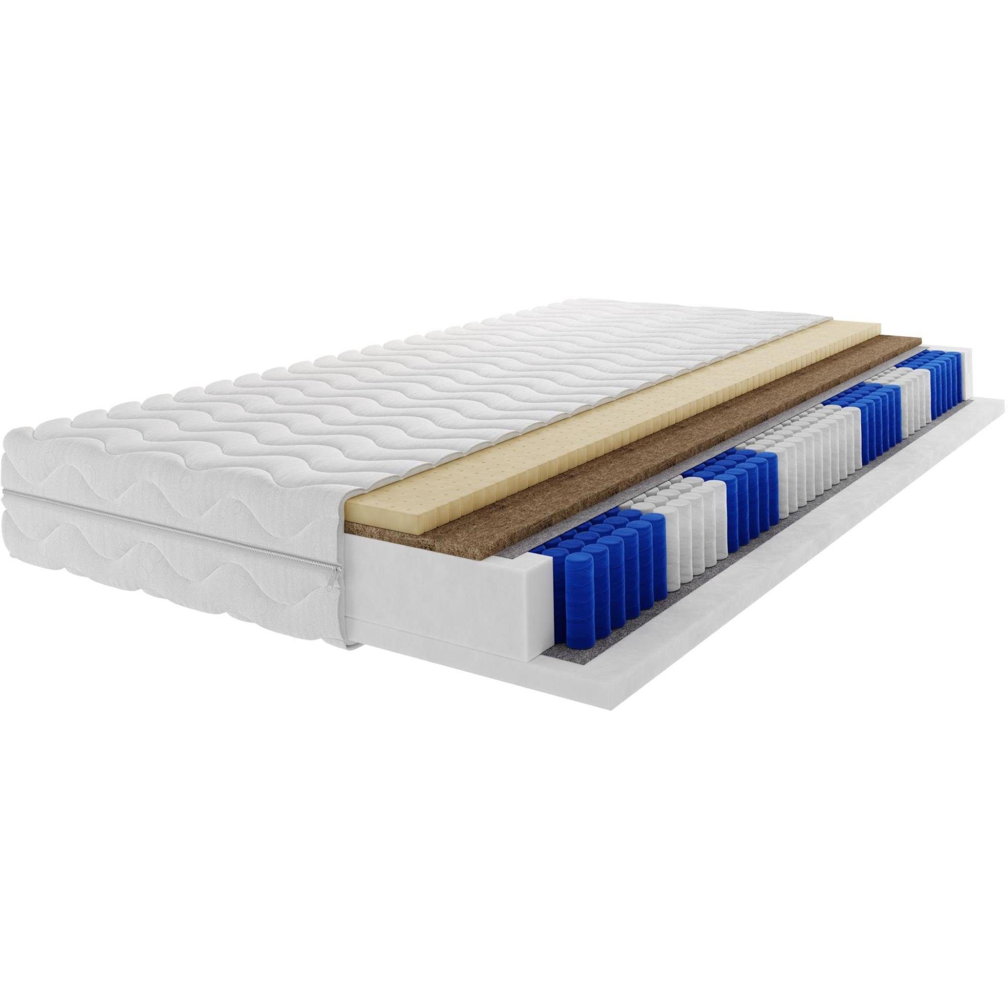 Boxspringmatratze Lavender, Beautysofa, (120 / 140 / 160 / 180 cm, mit Kokoseinlage), Boxspring Matratze mit 7-Zonen, antiallergische Bezug, Taschenfederkern