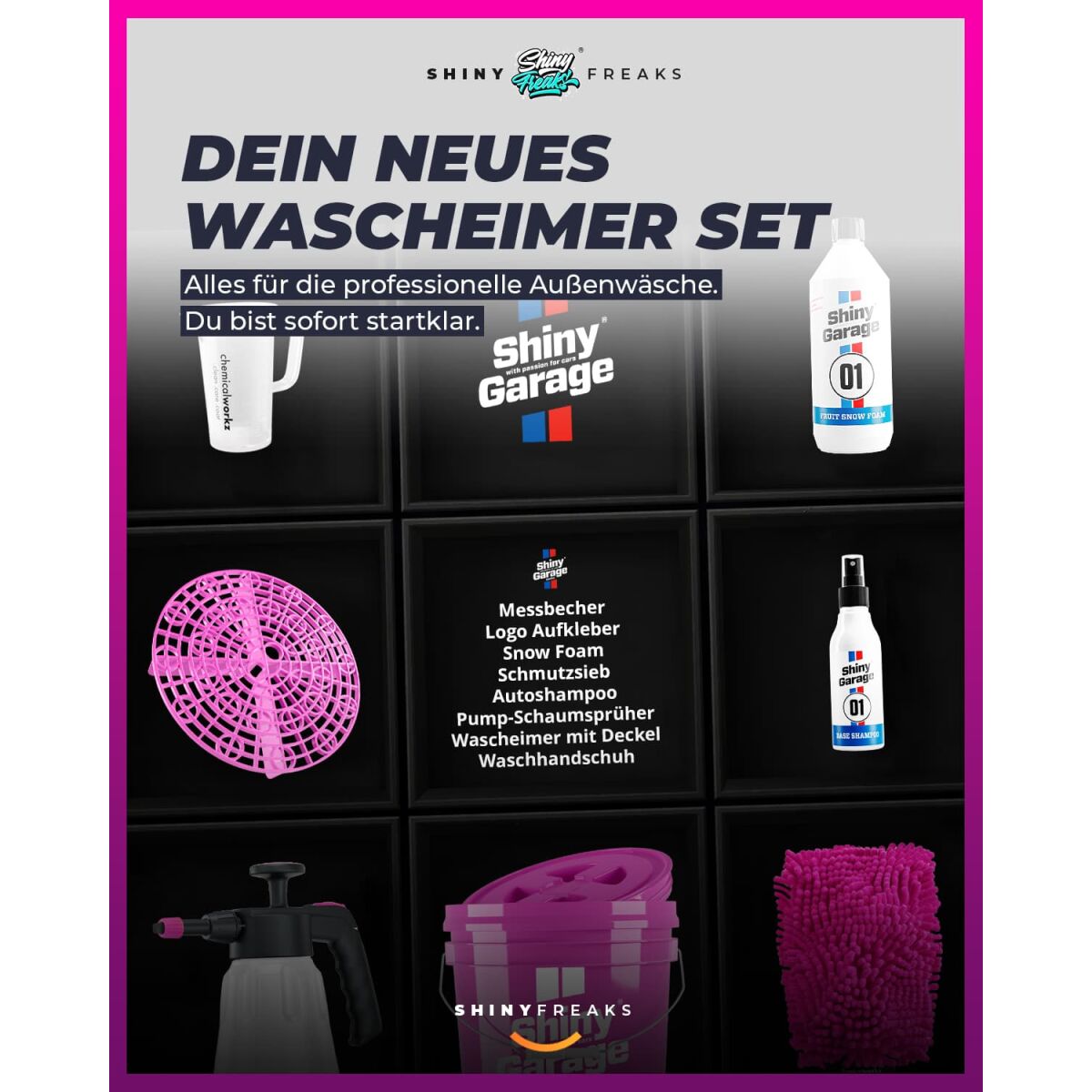 Shiny Garage - Wascheimer Set | Pink Foam 13L
