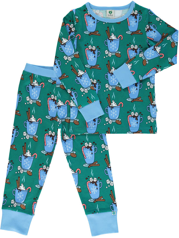 Småfolk Pyjama in Grün/ Blau günstig kaufen