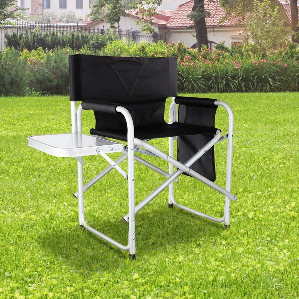 Haushalt International Regiestuhl Regiestuhl mit Seitentasche & Klapptisch Campingstuhl, klappbar, belastbar bis 100 kg, farbe Schwarz, Rosa