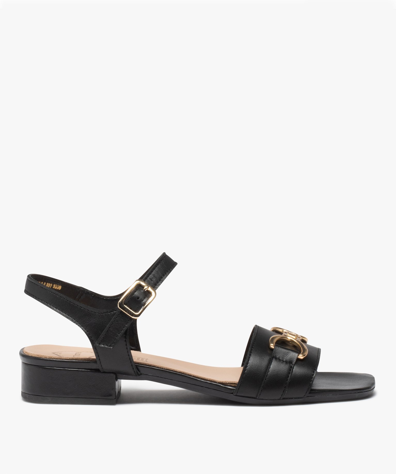 Nu-pieds femme unis à talon plat et bride à chane noir | GEMO
