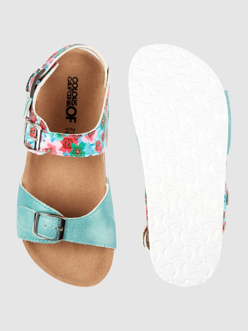 Sandalen mit floralem Muster in hellblau