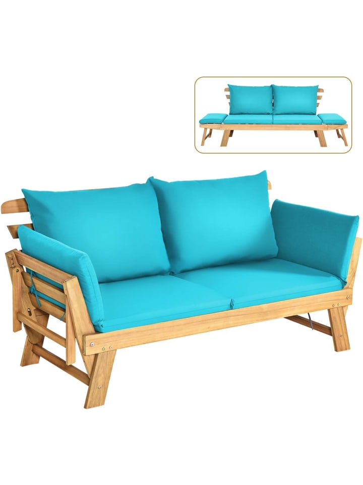 COSTWAY Gartenbank Schlafsofa in Türkis günstig kaufen onesize