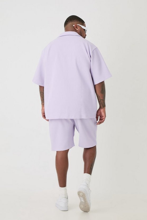 Plus Hemd & Shorts in Lila