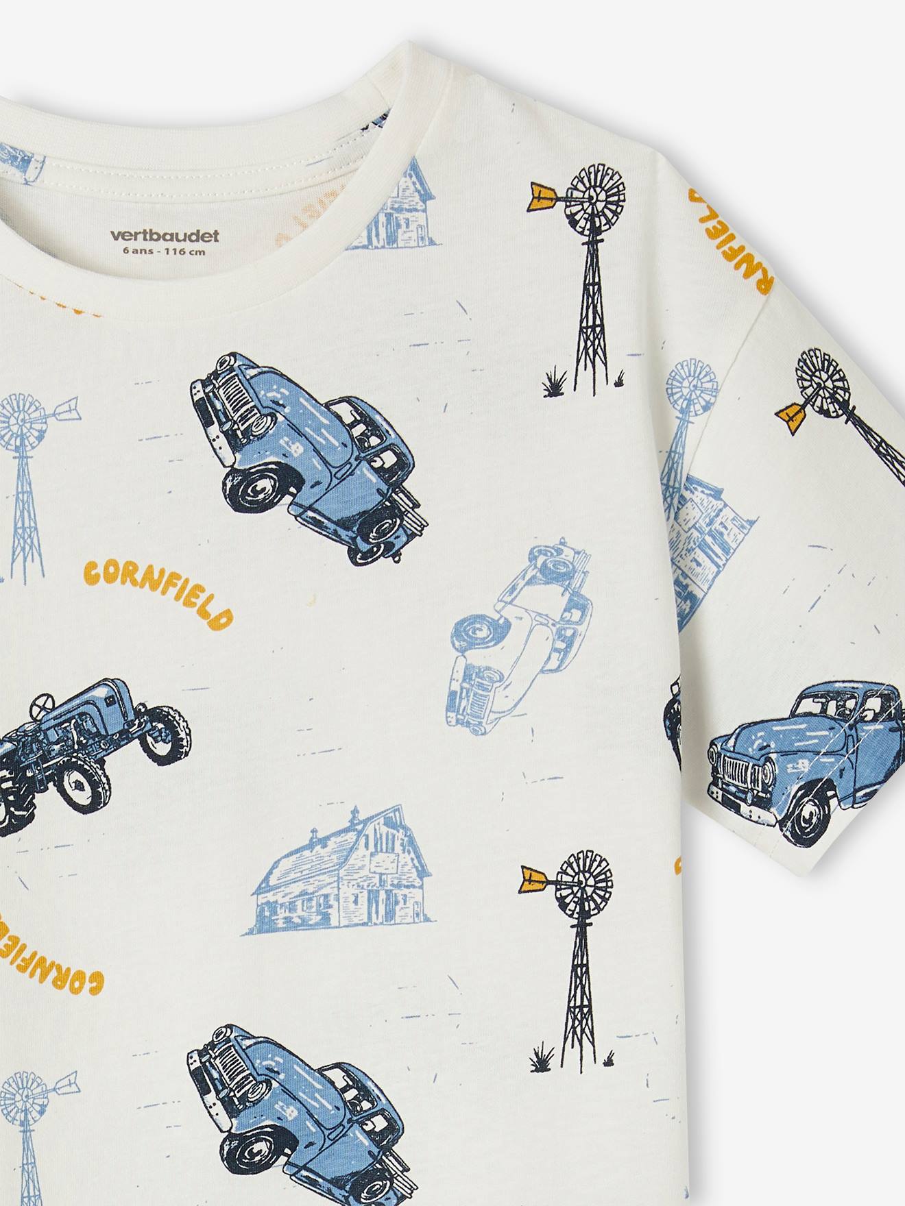Vertbaudet Jungen T-Shirt, Bauernhof-Motive Oeko-Tex - weiß bedruckt