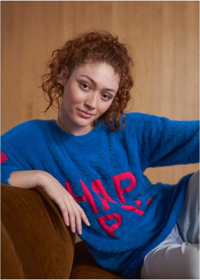 Hairy Strickpullover mit Wording