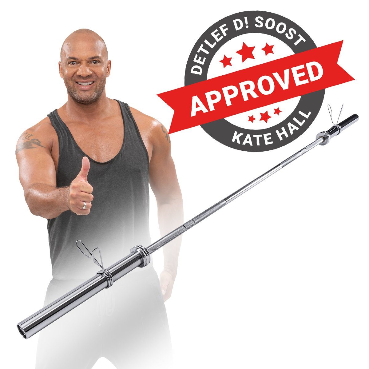 Miweba Sports Langhantelstange Profi Langhantel Stange Olympia LH601 inkl. Federverschlüsse, Stahl, 220,00 cm (Workout, Training, Ganzkörpertraining, Muskelaufbau, Krafttraining, Hanteltraining, 3-tlg., Ø 50mm, 220.0 x 7.5 x 7.5 cm, 320 kg max. Belas