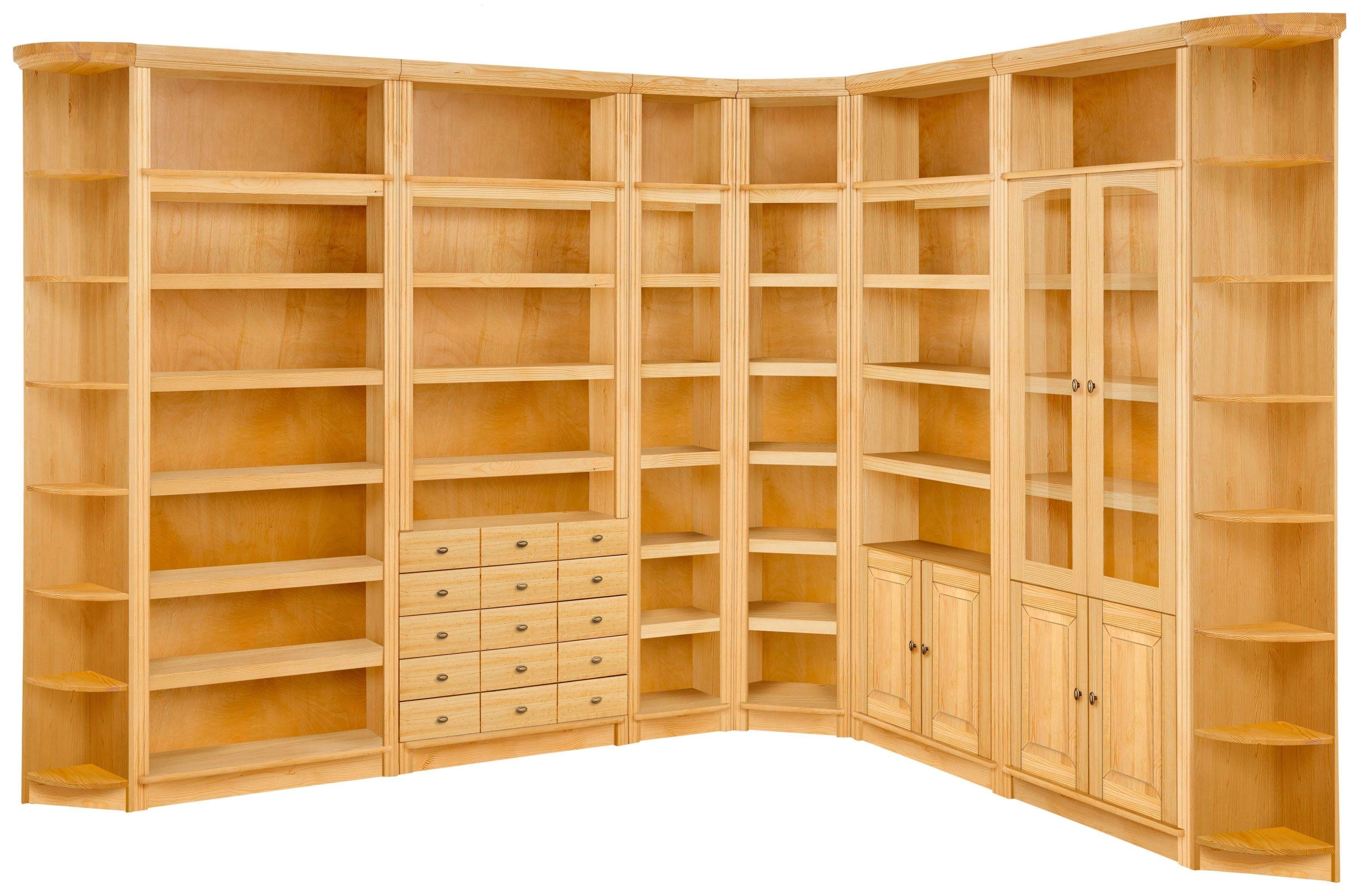 Home affaire Bücherregal Soeren, massiver Kiefer, in 2 Höhen, Tiefe 29 cm, Türen mit Klarglas Einsatz