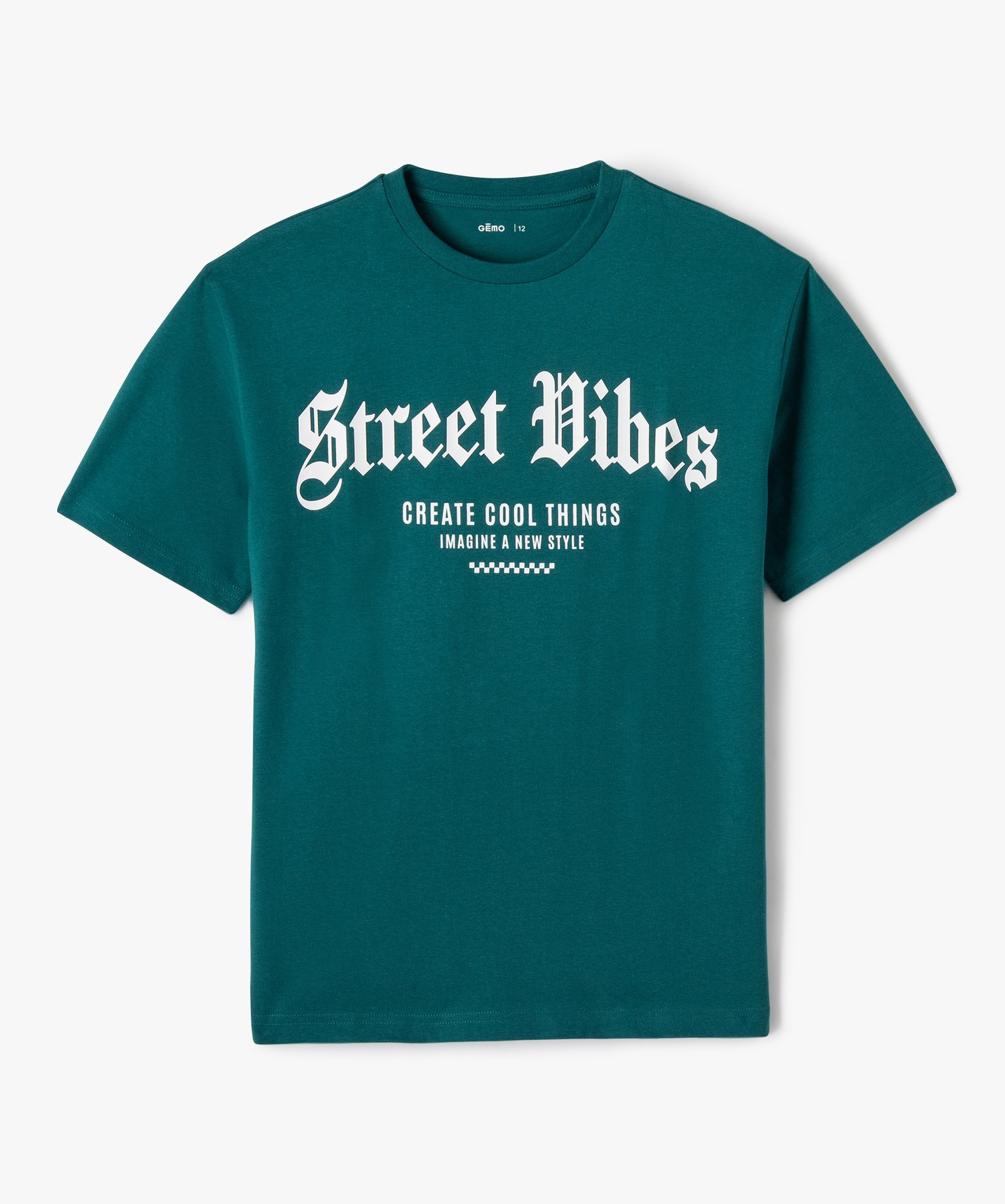 Tee-shirt à manches courtes avec inscription streetwear gar... vert | GEMO