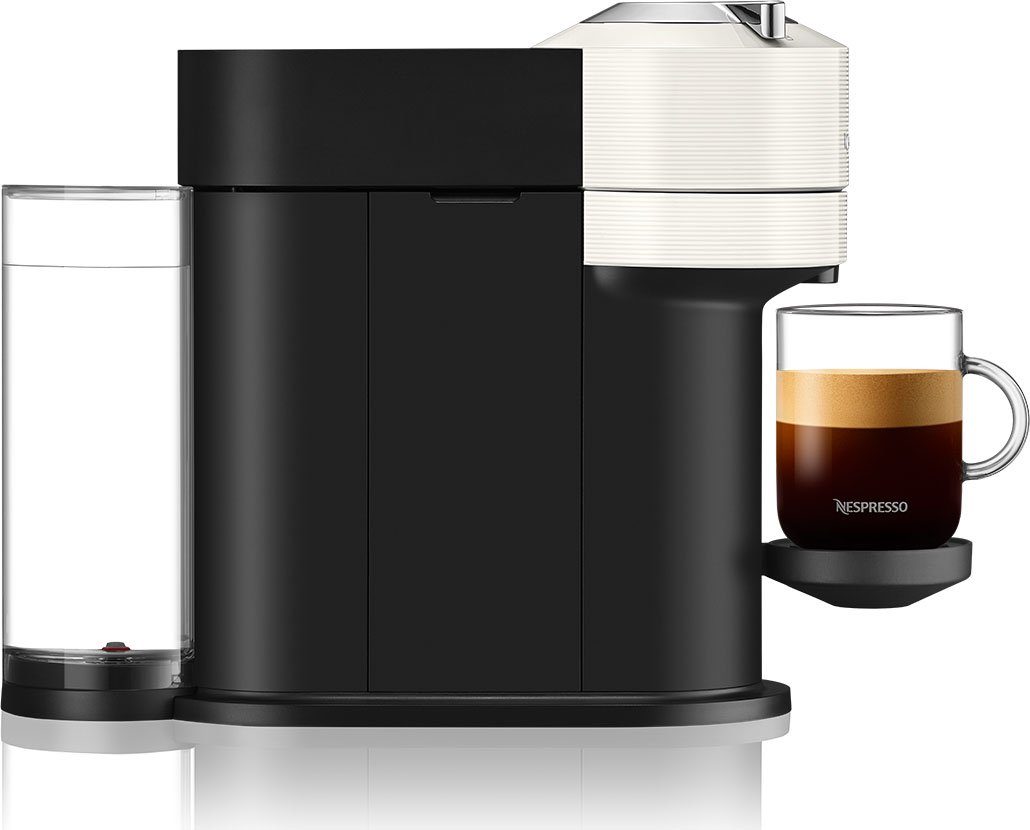 Nespresso Kapselmaschine Vertuo Next Bundle ENV 120.WAE, von DeLonghi, White, inkl. Aeroccino Milchaufschäumer im Wert von 75,- UVP