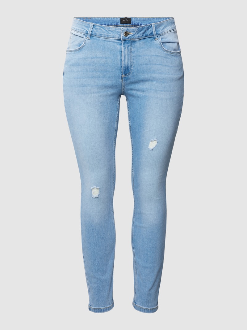 PLUS SIZE Skinny Fit Jeans mit 5-Pocket-Design Modell 'SELA' in hellblau