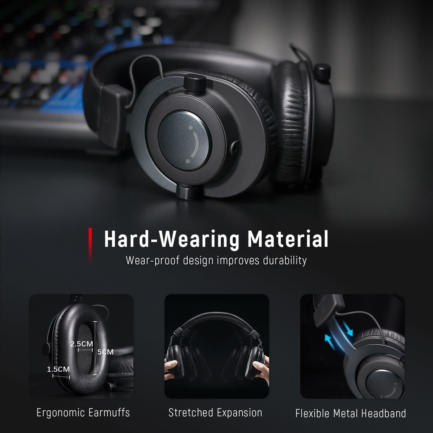 FIFINE Over Ear Kopfhörer Studio KopfhörerGeschlossene DJ Headphones Monitor Gaming-Headset (mit 6.35 & 3.5mm Klinke und 50mm Treiber für Studio Podcast Recording)