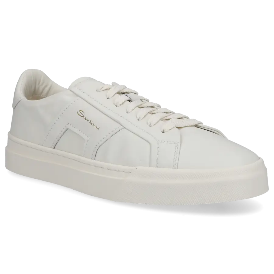 Santoni - Sneaker low DOUBLE BUCKLE Kalbsleder - weiß