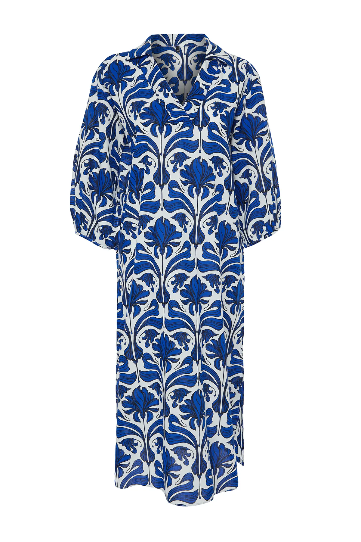 Trendyol Collection  Ethnisch gemustertes, weit geschnittenes Midi-Strandkleid aus 100 % Baumwolle TBESS22EL0009