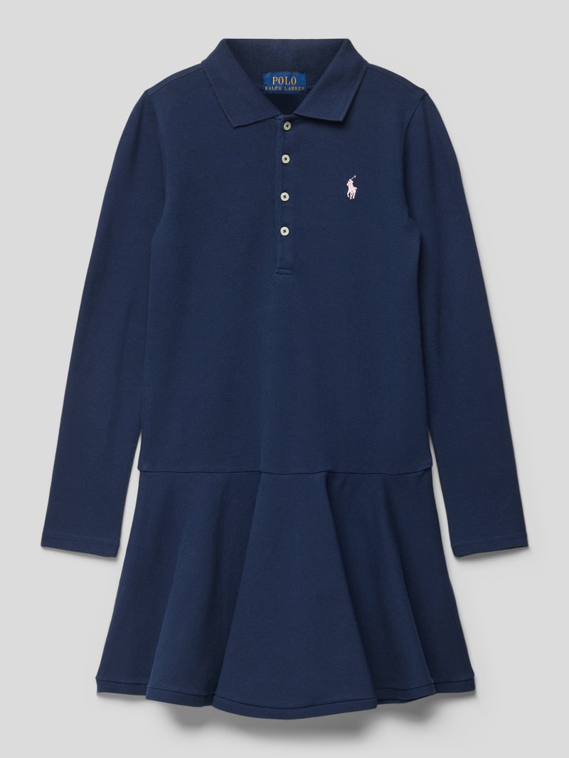 Polokleid mit Label-Stitching in marineblau