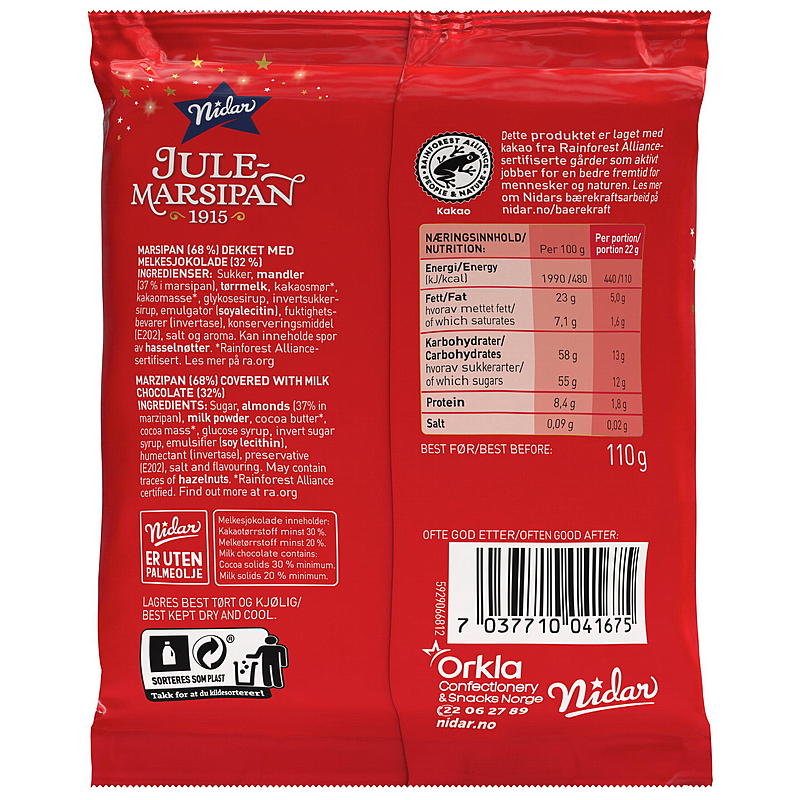 Nidar Marsipanpølser 5-pk. 110 g Nidar