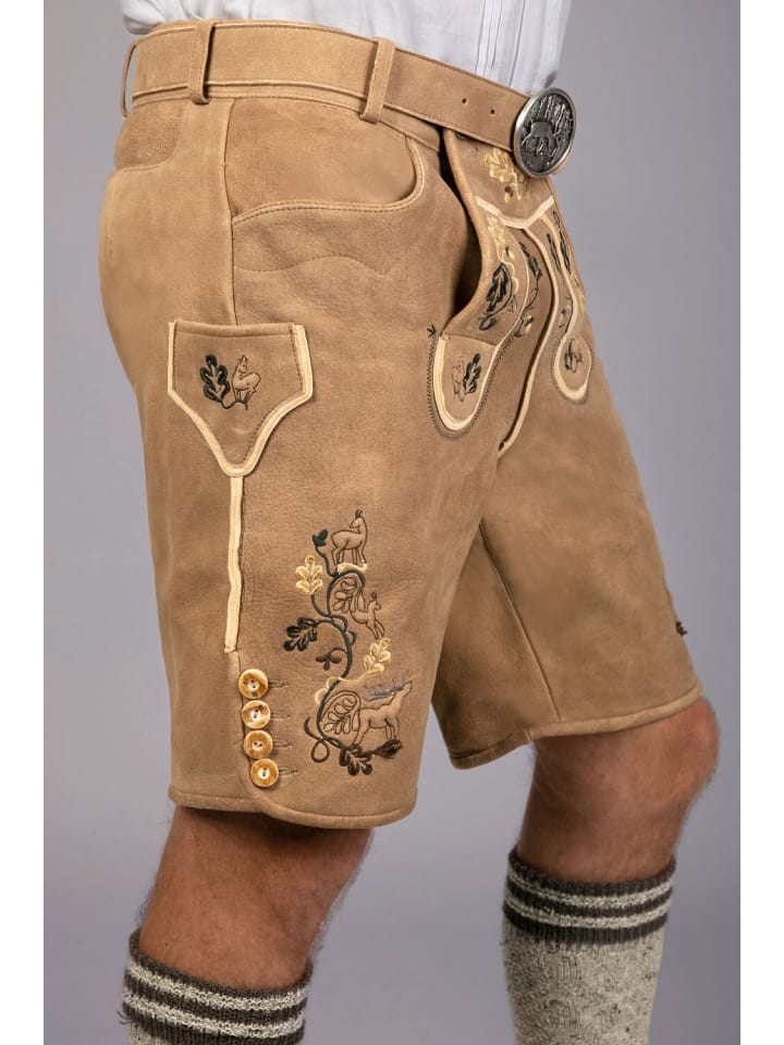 Edelnice Kurze Hirschlederhose Moritz in braun günstig kaufen