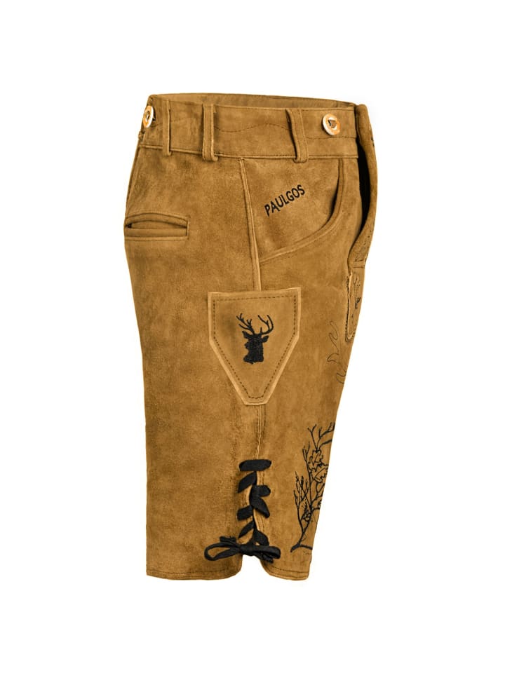 PAULGOS Lederhose Kurz Echtleder HK3 in Hellbraun günstig kaufen