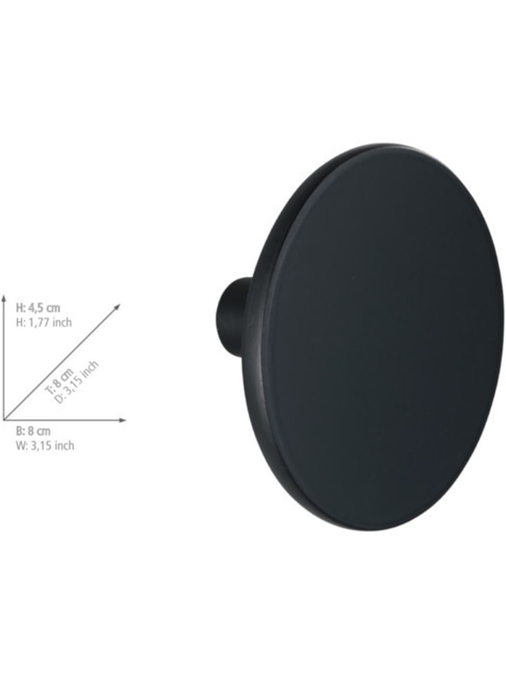 Wenko 2er-Set: Wandhaken ''Melle'' in Schwarz - Ø 8 cm günstig kaufen onesize