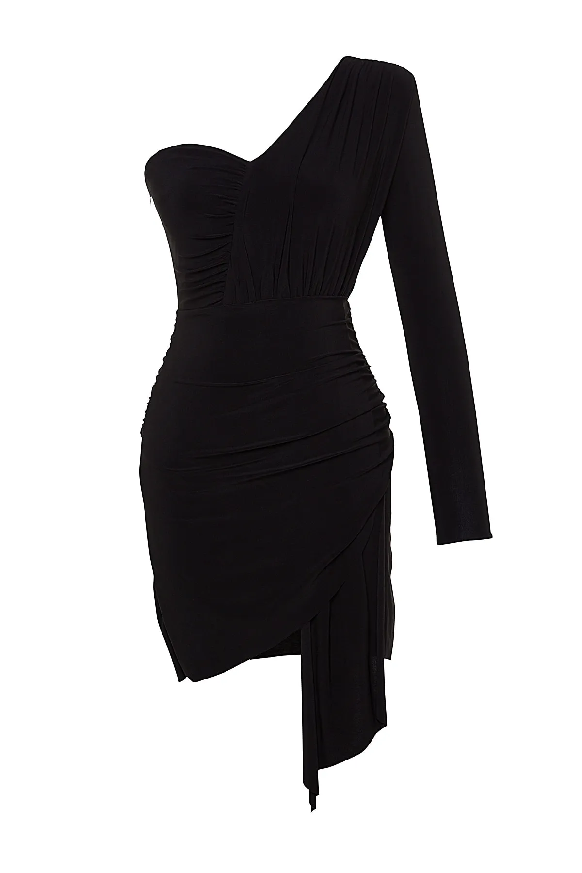 Trendyol Collection  Schwarzes, tailliertes, gestricktes, elegantes Abendkleid TPRSS21EL0837