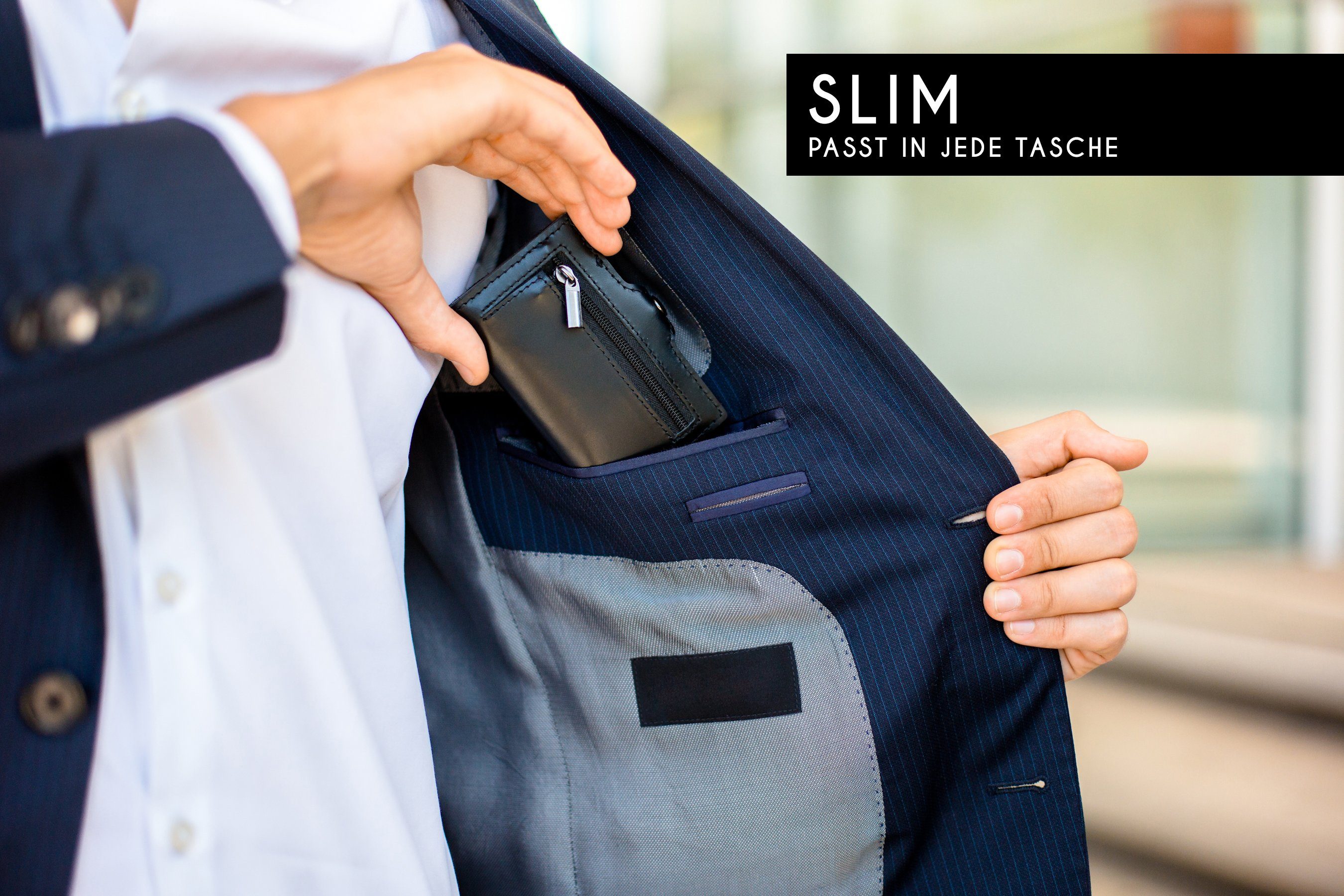 PRIMØ germany Mini Geldbörse Smart wallet mit RFID-Schutz (und Münzfach), Slim wallet I Geldbörse für Herren und Damen I Geldbeutel