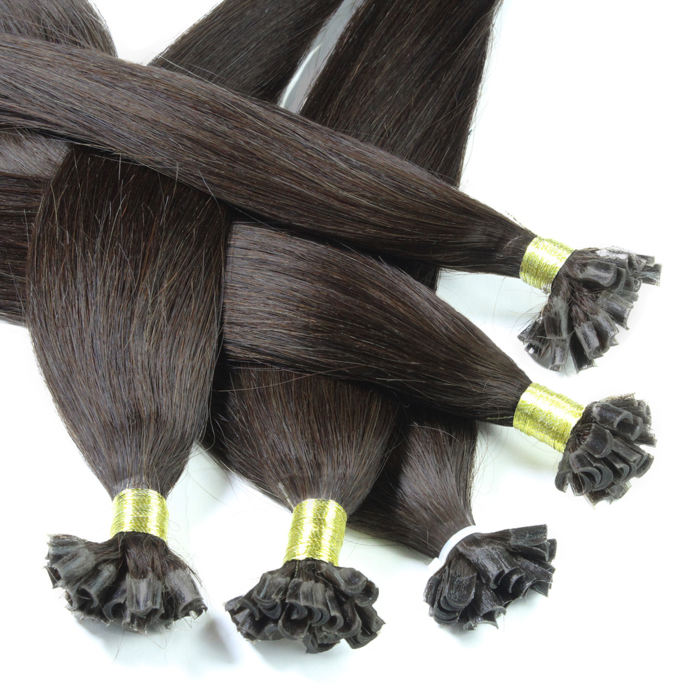 hair2heart Extensions à chaud bonding cheveux naturels #2 Marron foncé 1g extensions