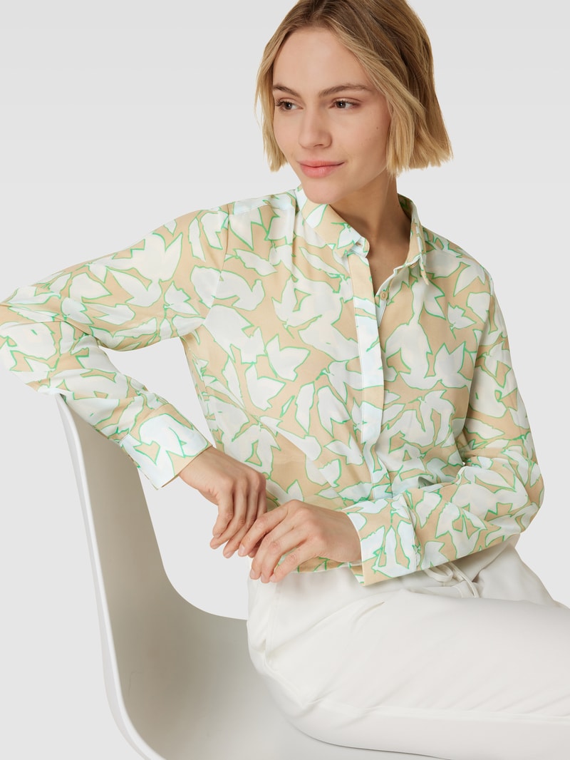 Longbluse mit Allover-Muster in sand