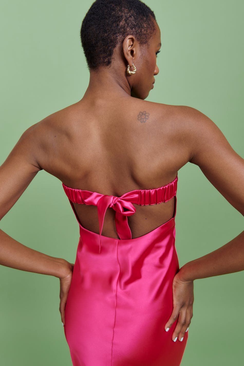Satin tube midi dress