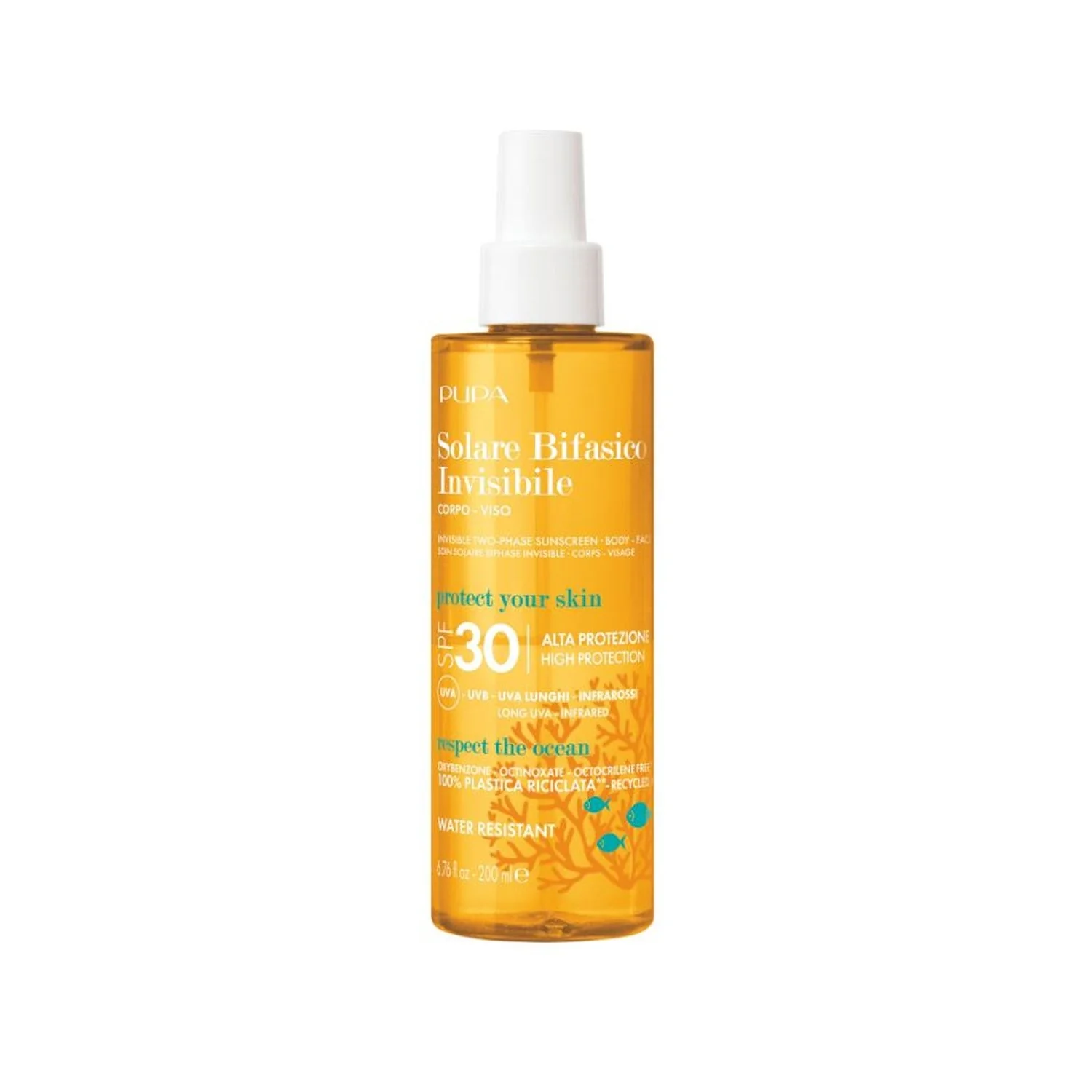 Sun Care Invisible Biphasic Sunscreen SPF30 - Ulei de protecție solară pentru corp cu protecție ridicată, Cremă de protecție solară pentru față cu protecție ridicată, Spray de protecție solară pentru corp cu protecție ridicată.