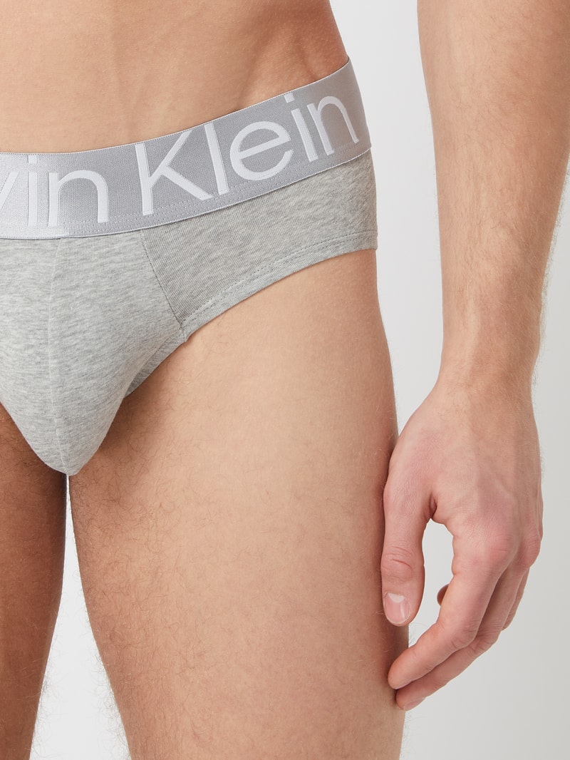 Slip mit elastischem Bund in metallic im 3er-Pack in mittelgrau