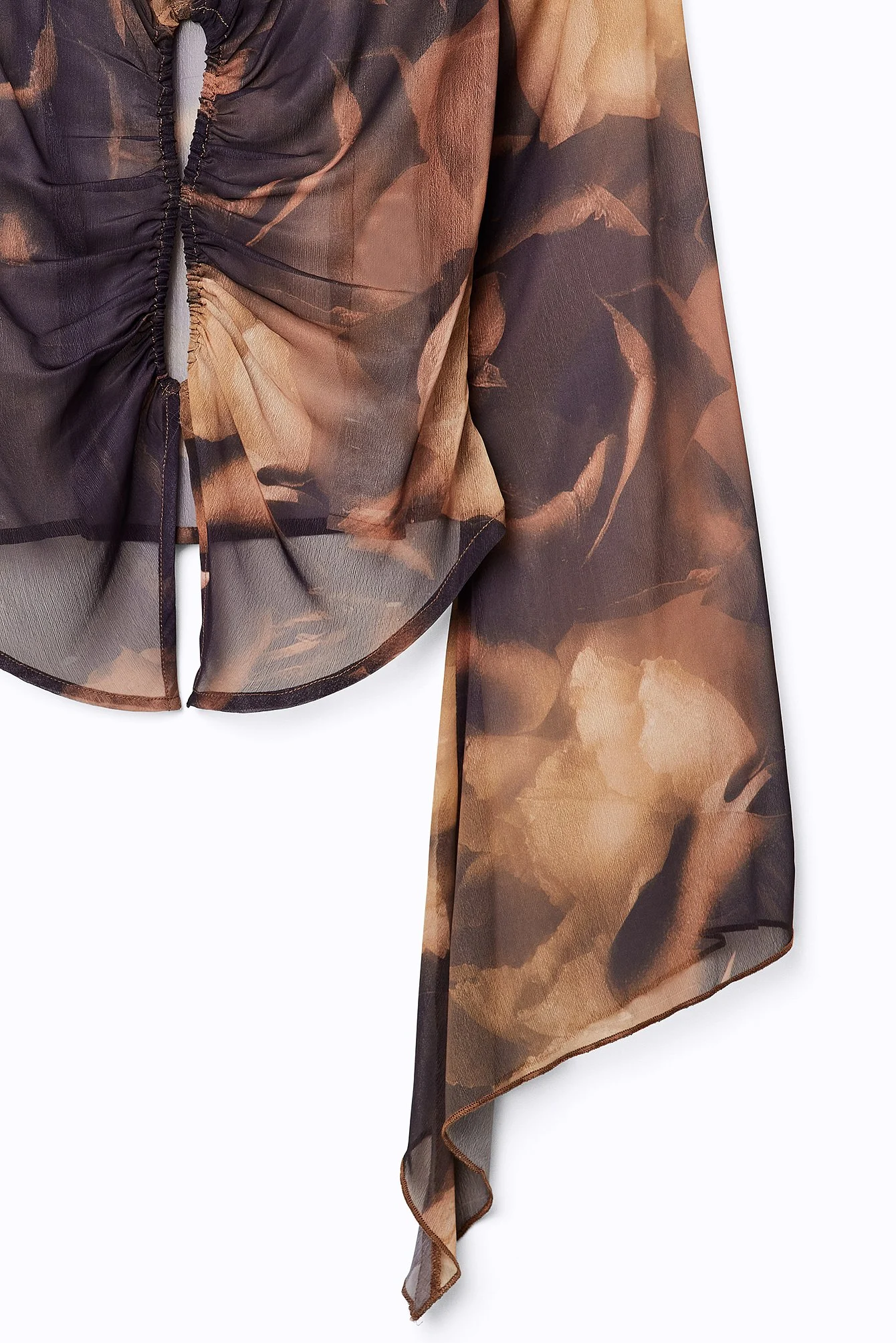 Fitted Long Sleeve Chiffon Blouse