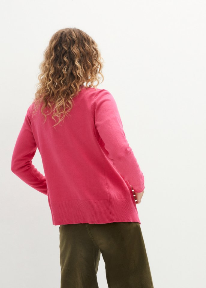 Basic Feinstrickjacke mit recycelter Baumwolle