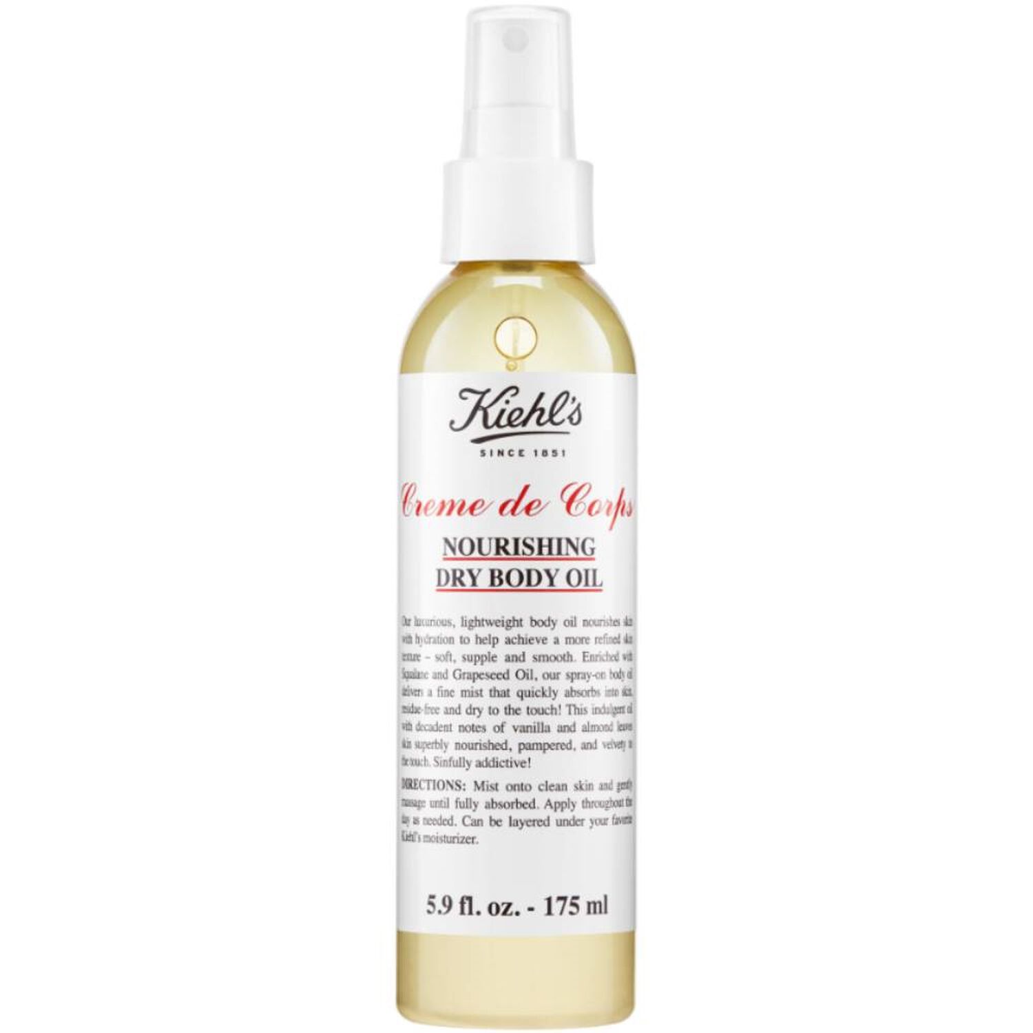 kiehl's Crème de Corps Nourishing Dry Body Oil Huile sèche nourrissante corps 175 ml